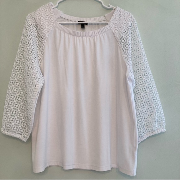 Talbots Petite white lace long sleeve top size large - Picture 1 of 9